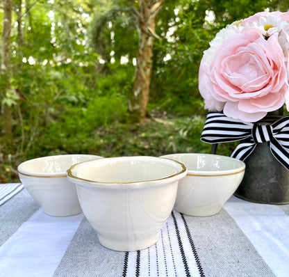 Vintage Syracuse China Ivory Collection Small Sauce Bowls One with a Ruffled Edge