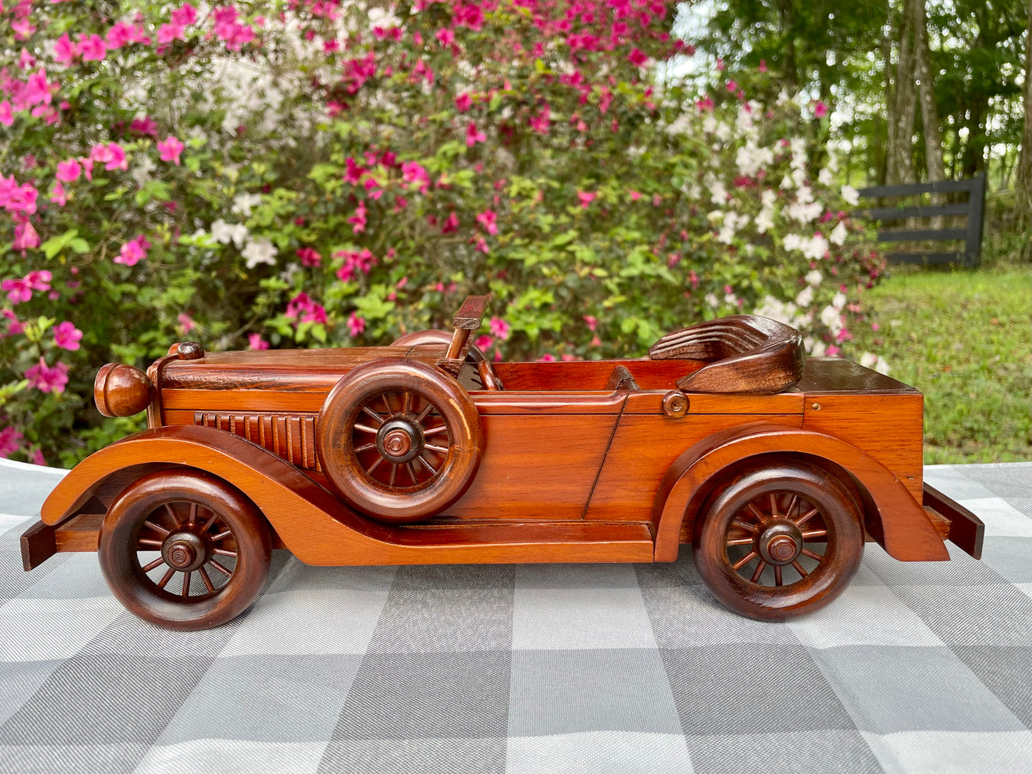 Antique Full Size WV Wood Set Mahogany Carved F108 Series 1931' Cadillac 355-A Convertible Coupe Model Car