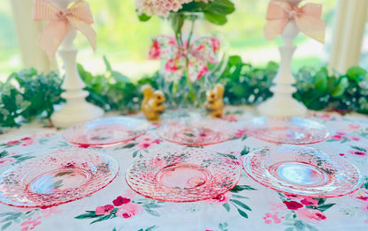 Antique Imperial Diamond Quilted Pink Depression Glass 6 inch Dessert Plates