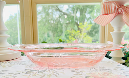 Antique Pink Depression Glass Jeannette Adam Etched Rectangular Dish