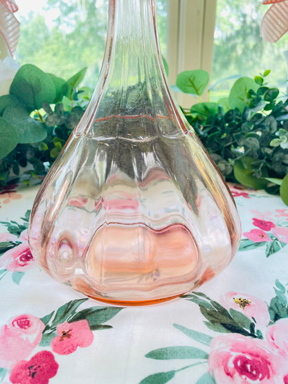 Rare Antique Classic Pink Depression Glass Decanter with Hexagon Shaped Stopper