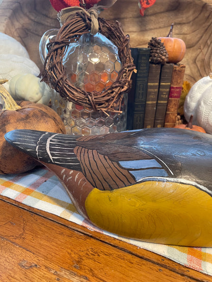 Vintage Wooden Duck Decoy Male Wood Duck