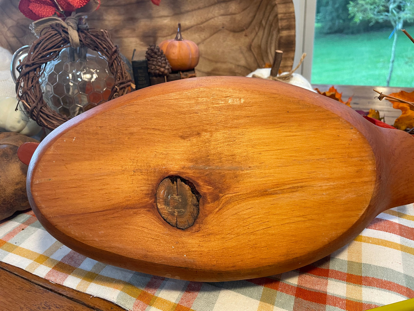 Vintage Oak Carved Duck Decoy