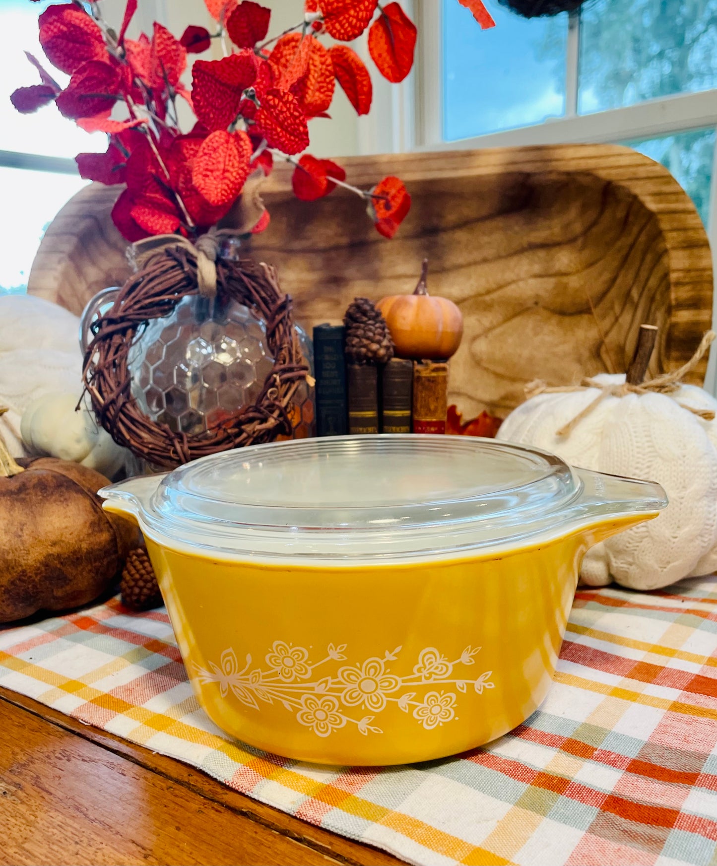 Vintage Pyrex Butterfly Gold Casserole Dishes