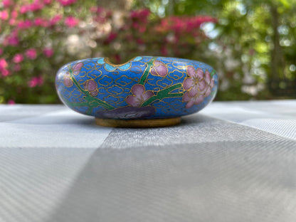 Vintage Cloisonne Blue and Pink Incense Burner/Ashtray