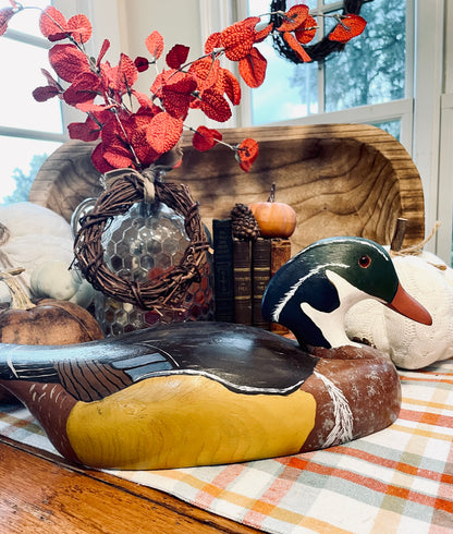 Vintage Wooden Duck Decoy Male Wood Duck