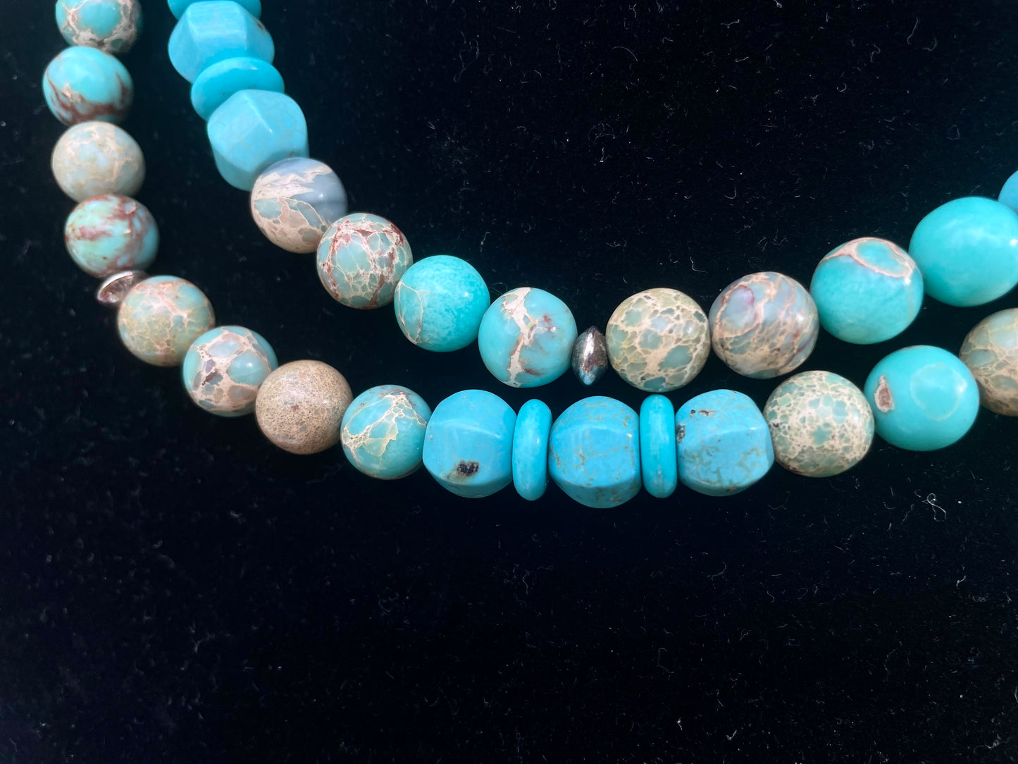 Turquoise Beaded Suede Rope Style Necklace