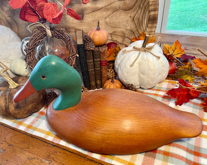 Vintage Oak Carved Duck Decoy