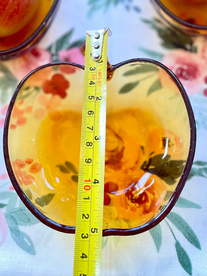 Vintage Orchard Amber Glass Apple Shaped Dessert Bowls