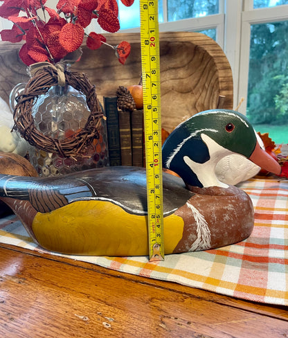 Vintage Wooden Duck Decoy Male Wood Duck