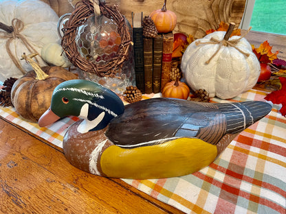 Vintage Wooden Duck Decoy Male Wood Duck