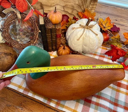 Vintage Oak Carved Duck Decoy