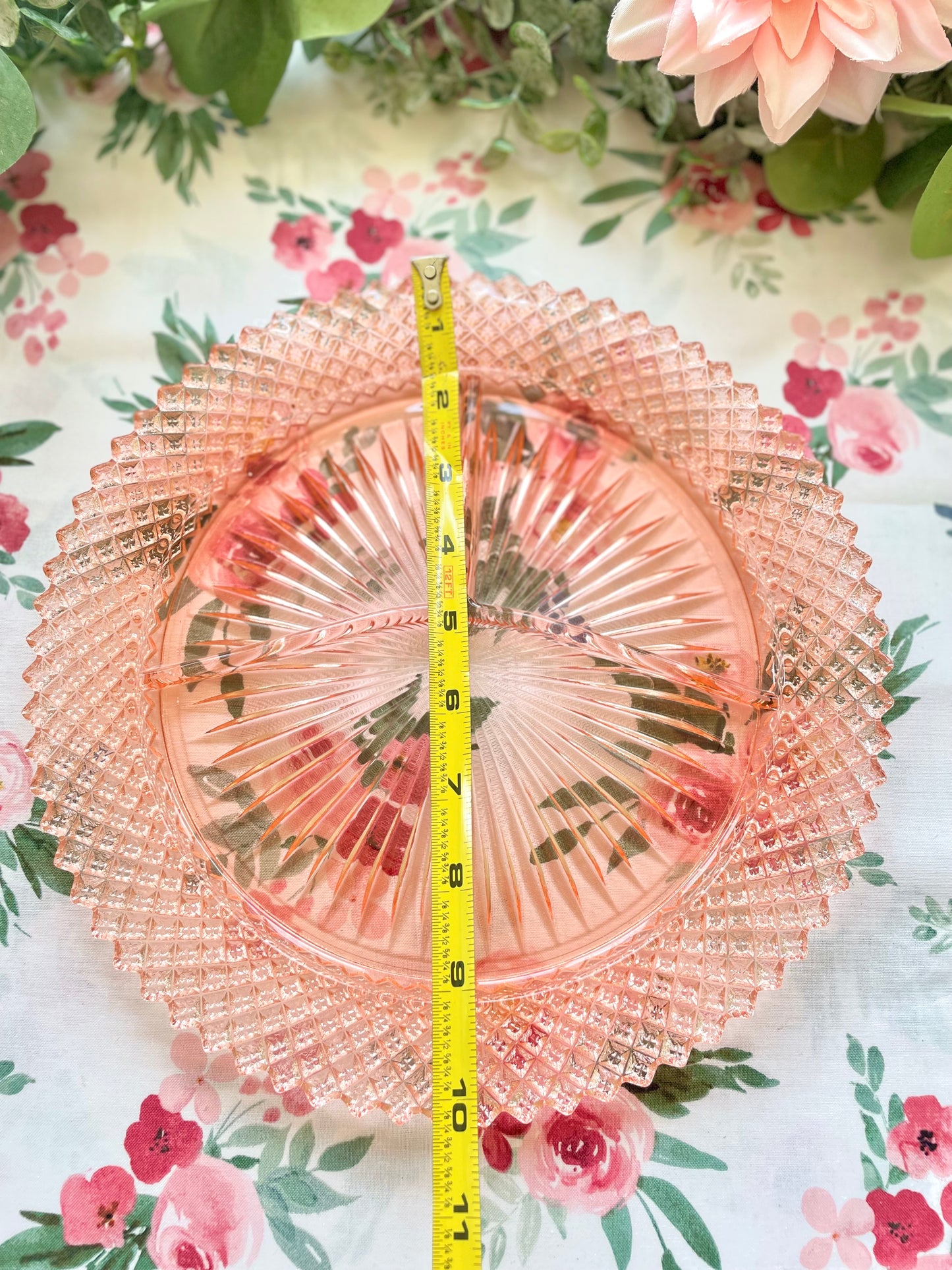 Antique Miss America Pink Depression Glass Divided Plate