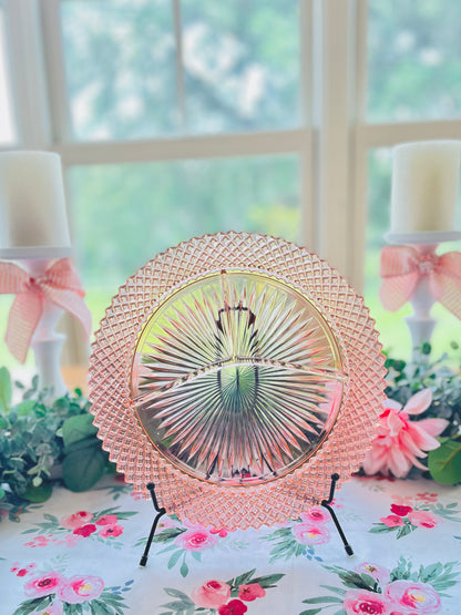 Antique Miss America Pink Depression Glass Divided Plate