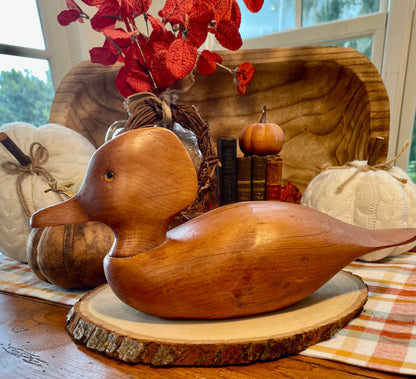 Vintage Solid Oak Duck Decoy