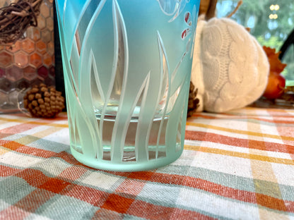 Vintage Lenox Crystal Frosted Ombre Vase with Flowers and Butterflies