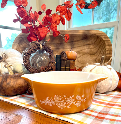 Vintage Pyrex Butterfly Gold Casserole Dishes