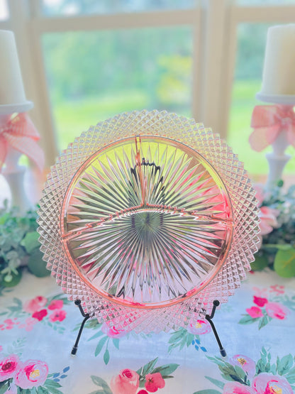 Antique Miss America Pink Depression Glass Divided Plate