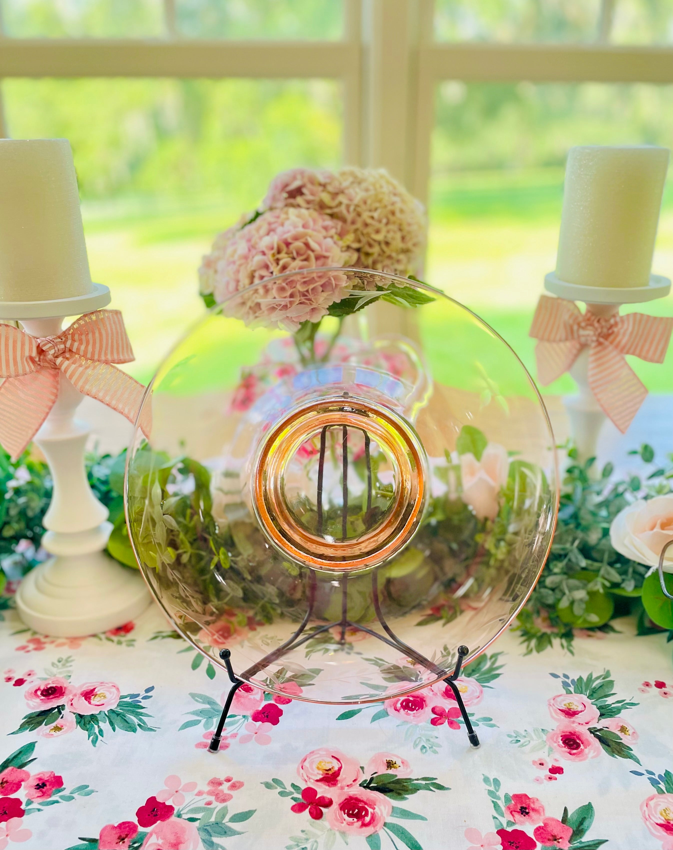 Vintage Cambridge Console Bowl Set Three(3) Rolled Edge Gold Encrusted Pink retailer Glas