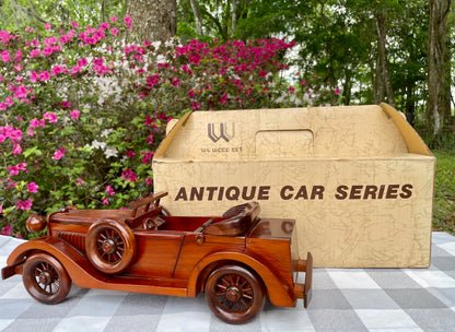 Antique Full Size WV Wood Set Mahogany Carved F108 Series 1931' Cadillac 355-A Convertible Coupe Model Car