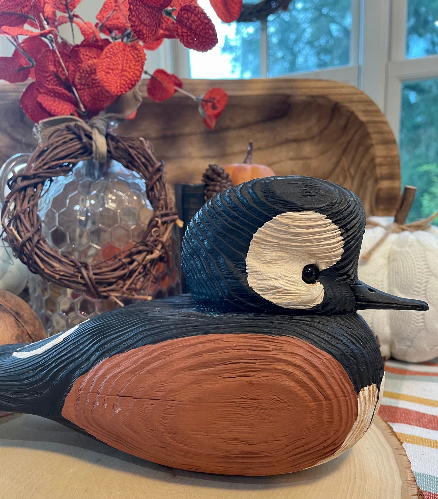 Vintage Wooden Hooded Merganser Duck Decoy