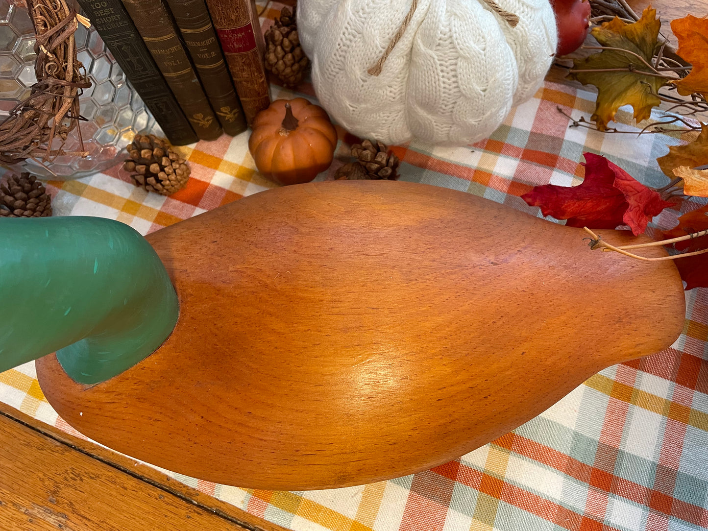 Vintage Oak Carved Duck Decoy