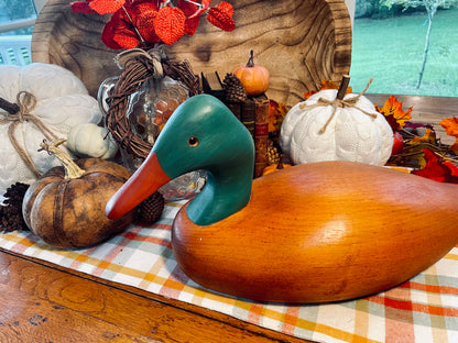 Vintage Oak Carved Duck Decoy