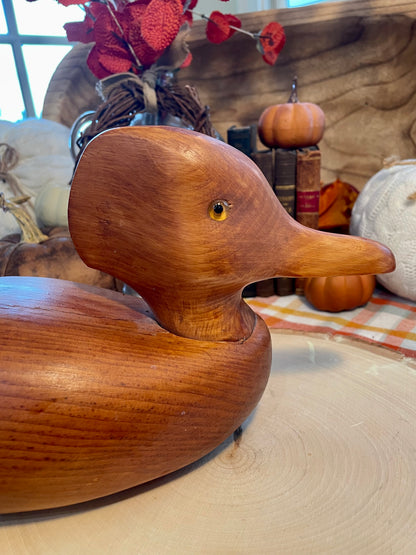 Vintage Solid Oak Duck Decoy