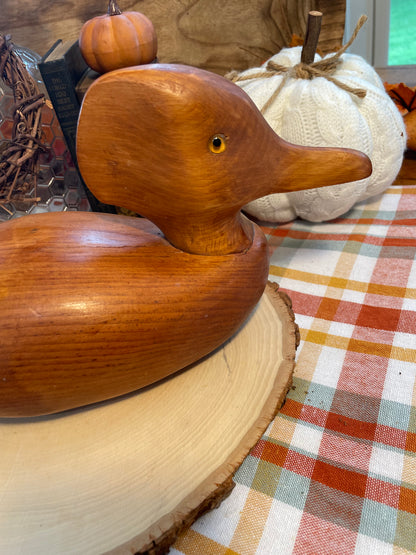 Vintage Solid Oak Duck Decoy