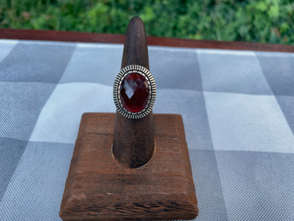 Vintage Red Agate Stone Silver Minimalist Ring