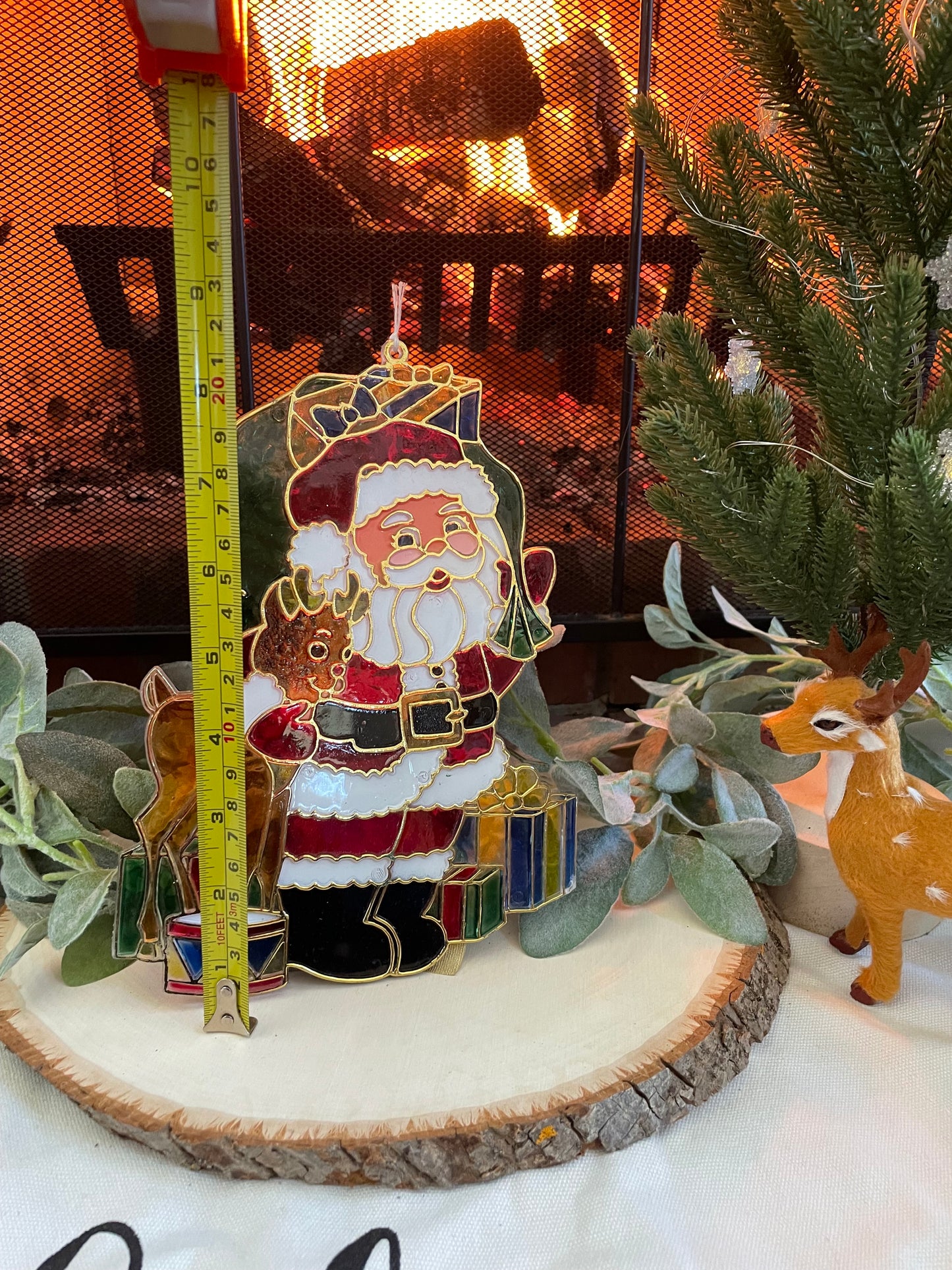 Vintage Santa and Rudolph Christmas Sun Catcher