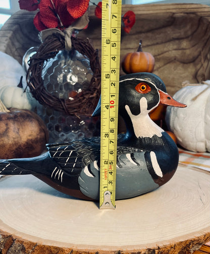 Vintage Hand Carved and Painted Wooden Water Foul Drake Female Duck Decoy