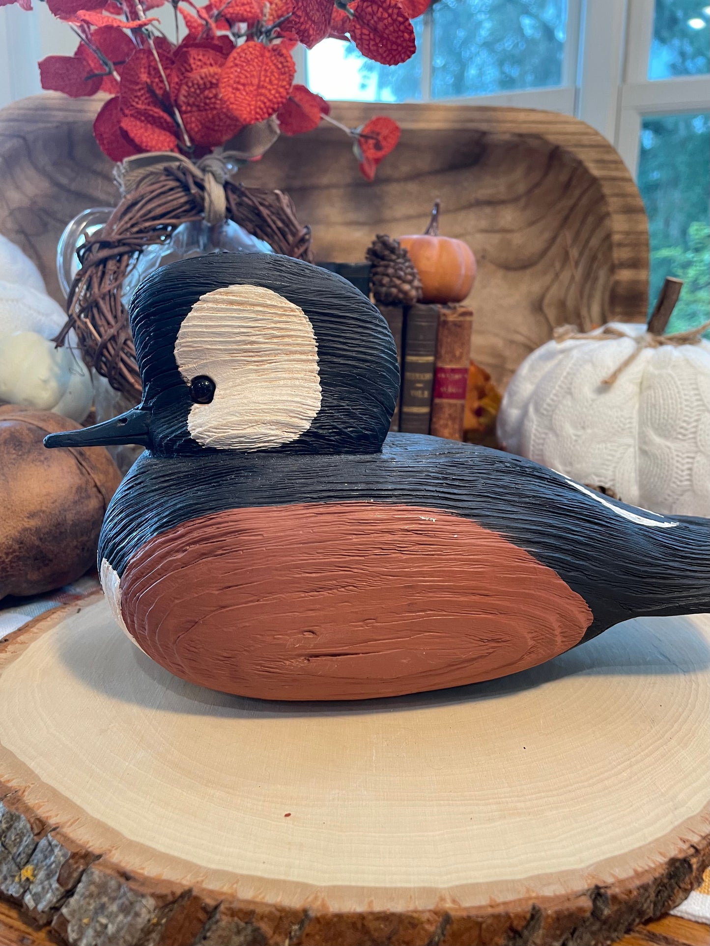 Vintage Wooden Hooded Merganser Duck Decoy