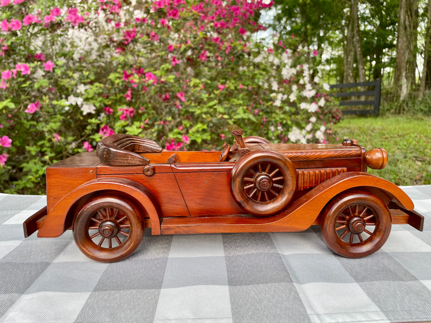 Antique Full Size WV Wood Set Mahogany Carved F108 Series 1931' Cadillac 355-A Convertible Coupe Model Car