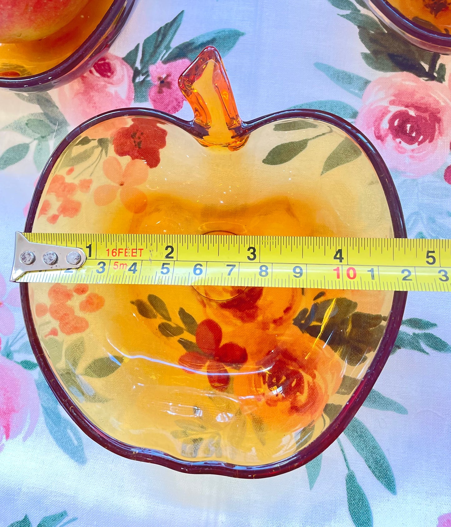 Vintage Orchard Amber Glass Apple Shaped Dessert Bowls