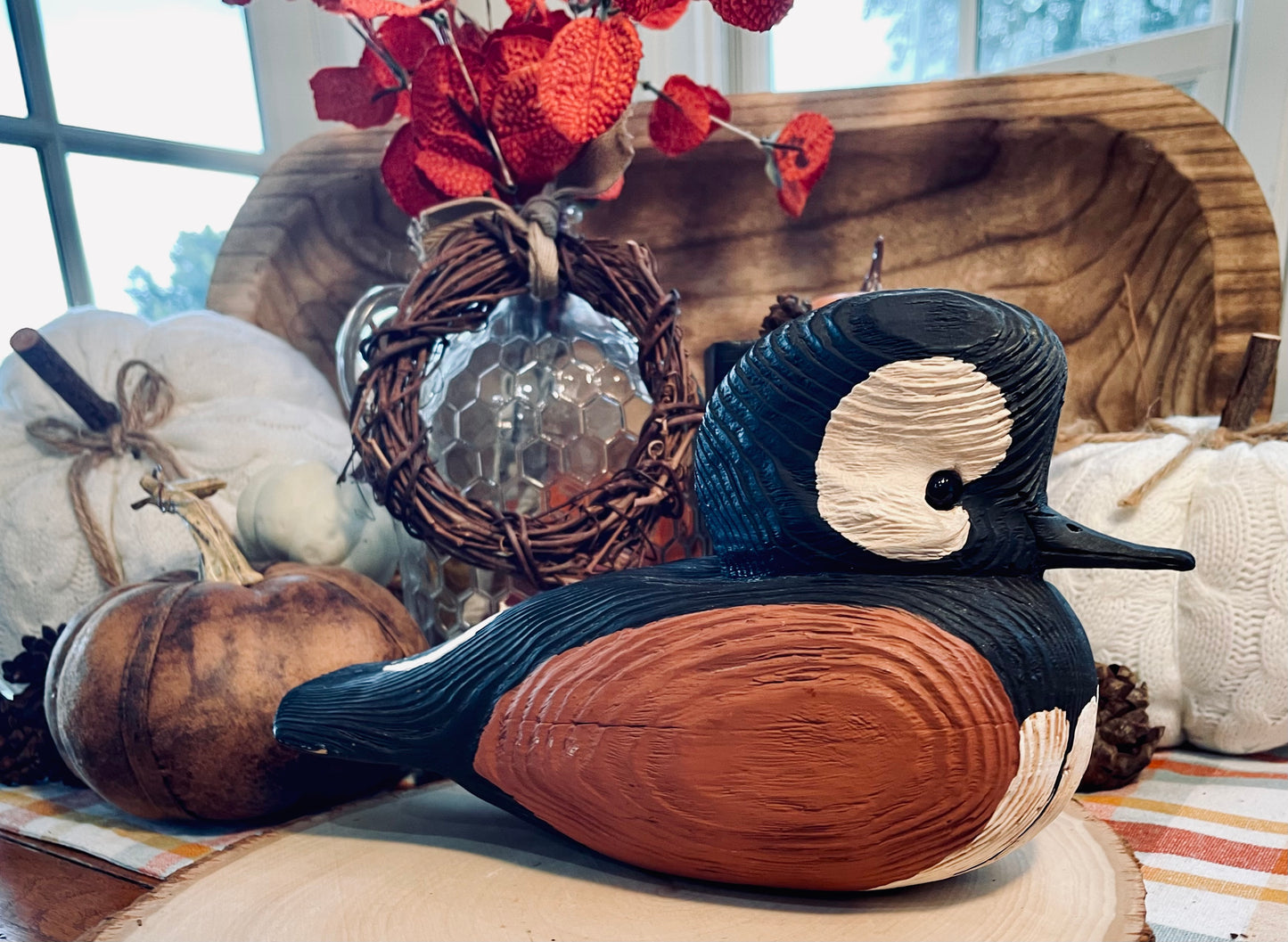 Vintage Wooden Hooded Merganser Duck Decoy