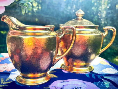 Vintage 1930s Pickard Cream and Sugar Bowls