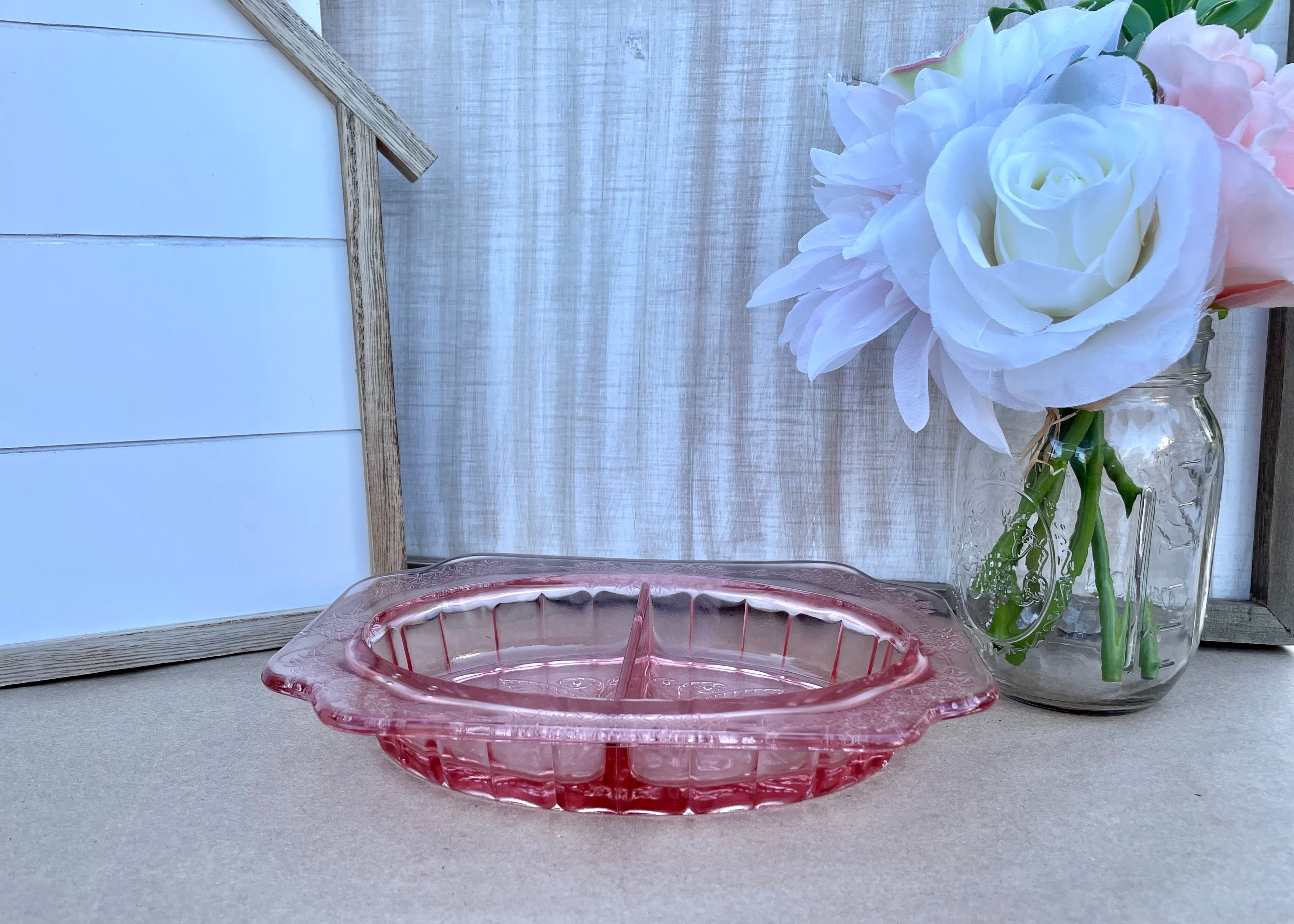 Antique Pink Depression Art popular Glass Bowl/Dish Original Vintage Fine Serving Flower