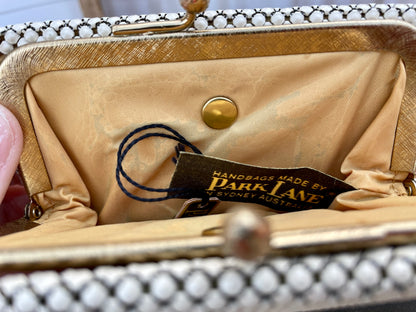 Antique Park Lane Pearl White and Gold Folding Twist Top Wallet