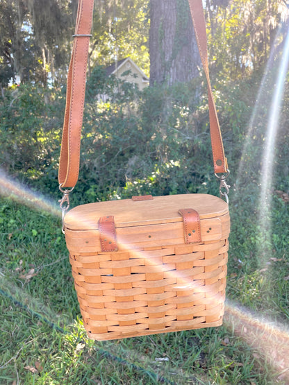 Vintage Longaberger Picnic Basket Purse with Leather Strap