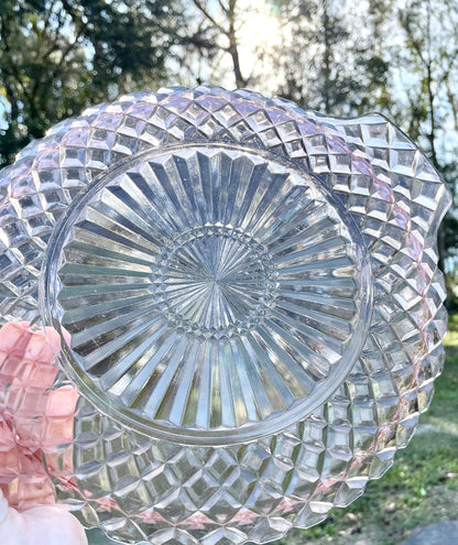 Antique Pink Depression Glass Diamond Pattern 11.5 inch Platter with Handles