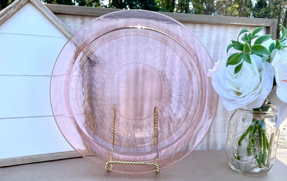 Antique Pink Depression Glass Honeycomb Pressed Cake Plate/ Vanity Tray