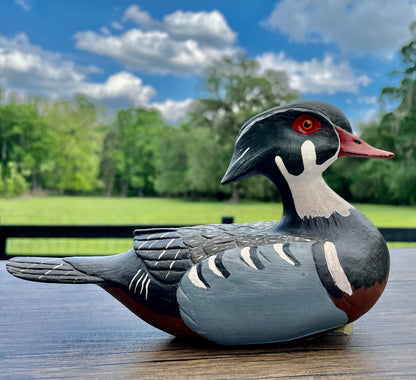 Vintage Hand Carved and Painted Wooden Water Foul Drake Female Duck Decoy