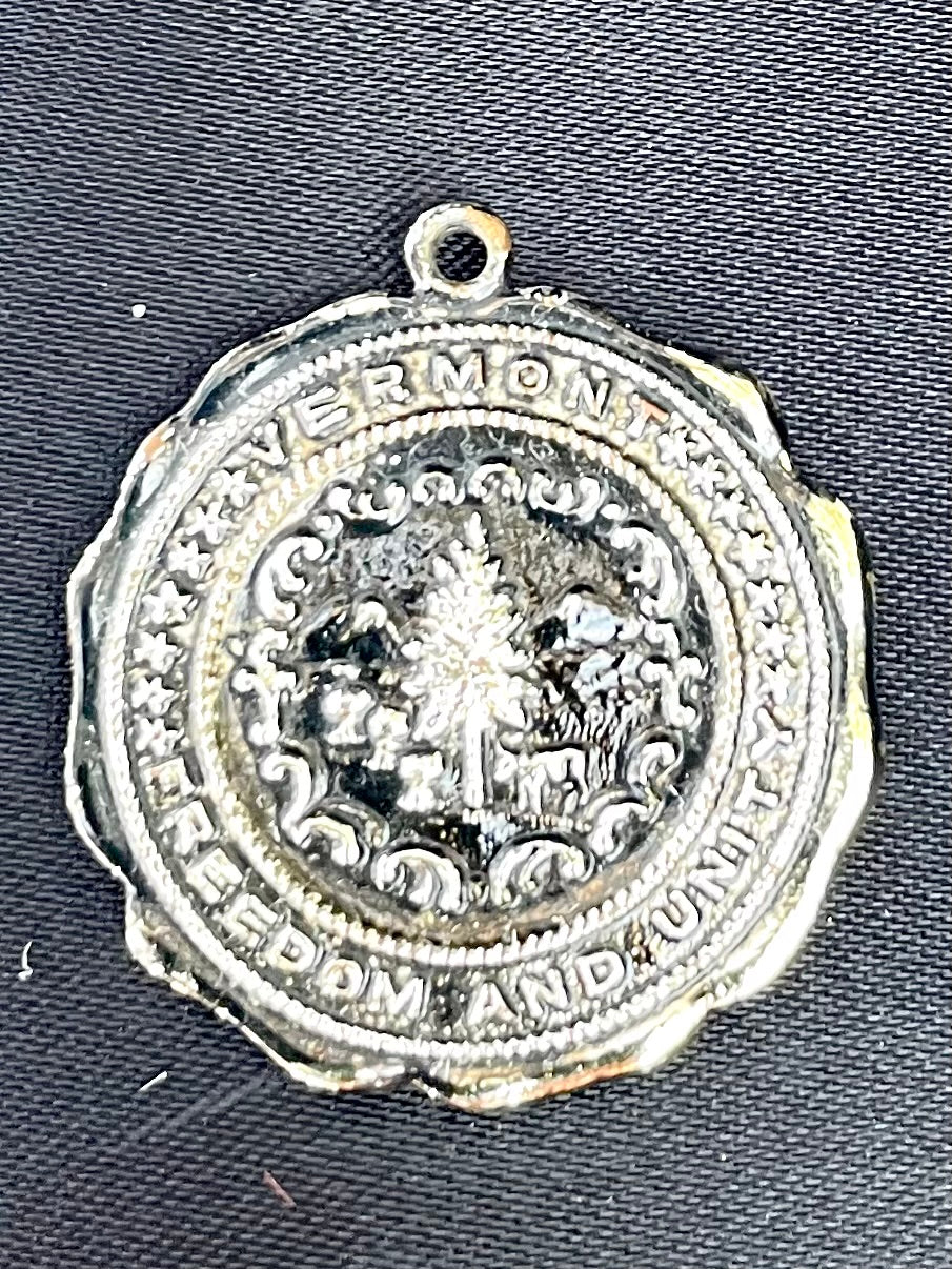 Vintage Vermont State Coin like Pendant with Nixon on the Back