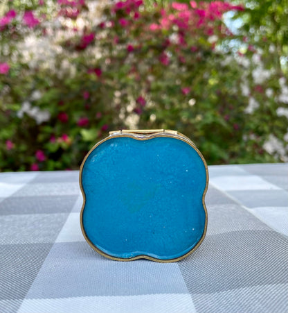 Vintage Cloisonne Rare White Enamel over Brass Trinket Box with Tropical Birds