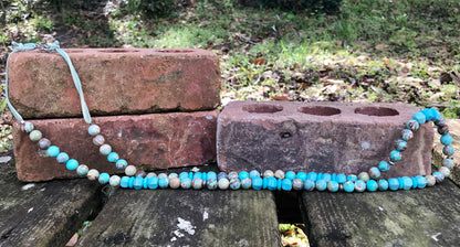 Turquoise Beaded Suede Rope Style Necklace