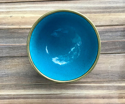 Vintage Cloisonne Enamel over Copper Red Accent Bowl