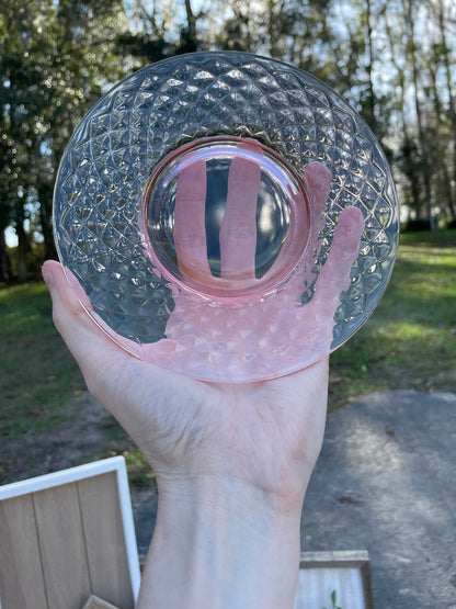 Antique Imperial Diamond Quilted Pink Depression Glass 6 inch Dessert Plates