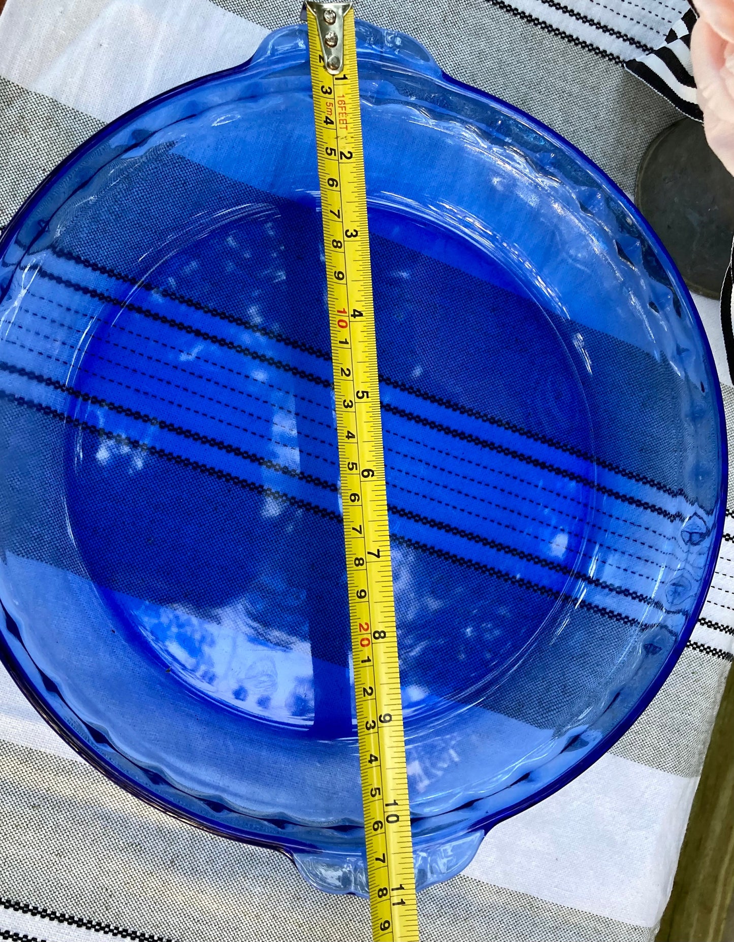 Vintage Cobalt Blue 11 inch Pyrex Glass Pie Baking Dish BAKEWARE