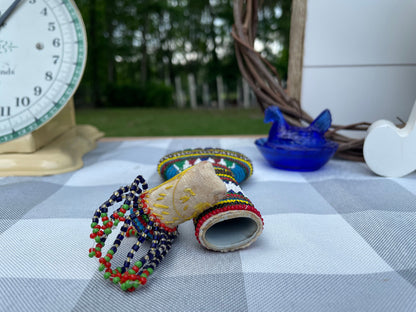 Vintage African Brightly Beaded Bulbous Snuff Flask